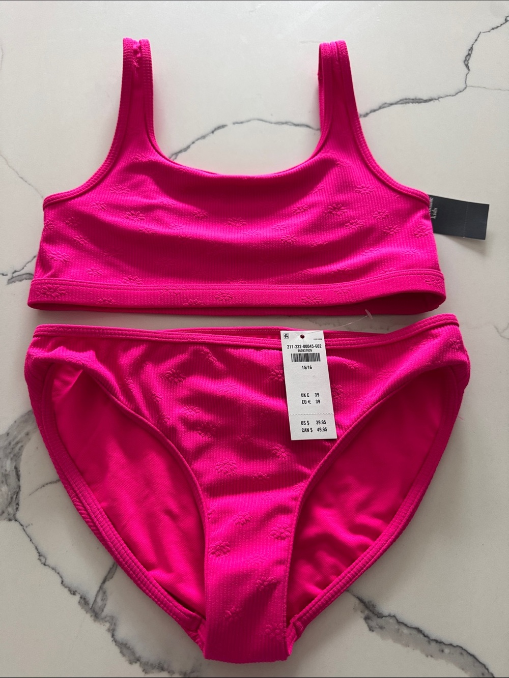 abercrombie kids Hot Pink Ribbed Tank Bikini Set
